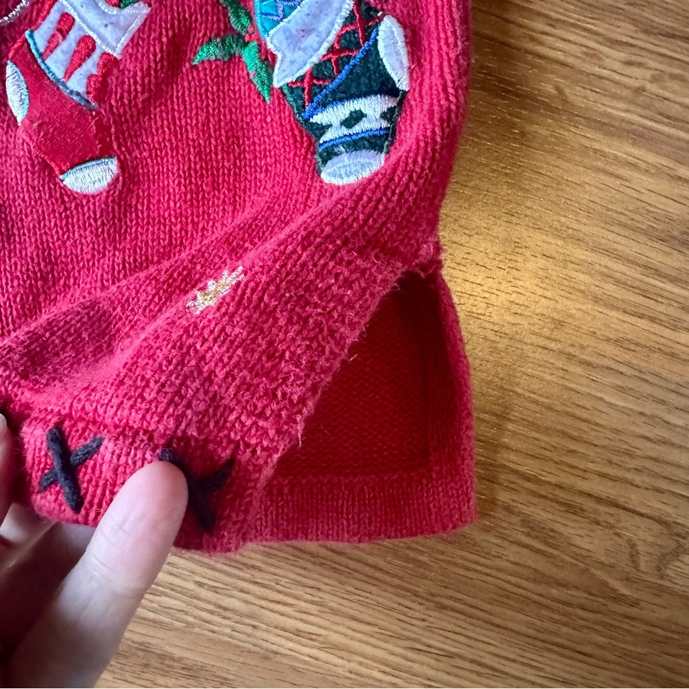 Women’s Small Red Vintage Ugly Christmas Sweater Embroidered‎ Appliqué Beaded - Picture 2 of 9